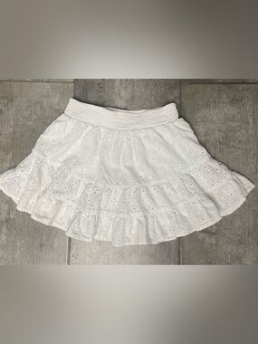 American Eagle Outfitters White Eyelet Ruffled Mini Skirt